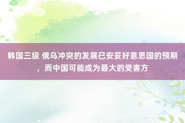 韩国三级 俄乌冲突的发展已安妥好意思国的预期，而中国可能成为最大的受害方