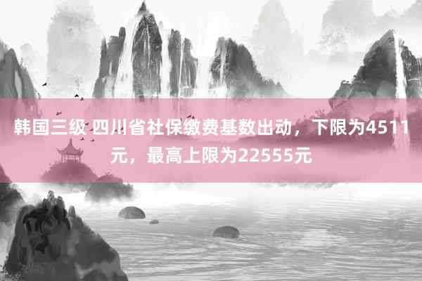 韩国三级 四川省社保缴费基数出动，下限为4511元，最高上限为22555元