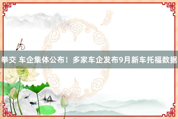 拳交 车企集体公布！多家车企发布9月新车托福数据