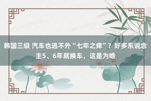 韩国三级 汽车也逃不外“七年之痒”？好多东说念主5、6年就换车，这是为啥