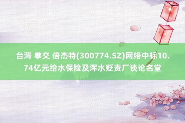 台灣 拳交 倍杰特(300774.SZ)网络中标10.74亿元给水保险及浑水贬责厂谈论名堂