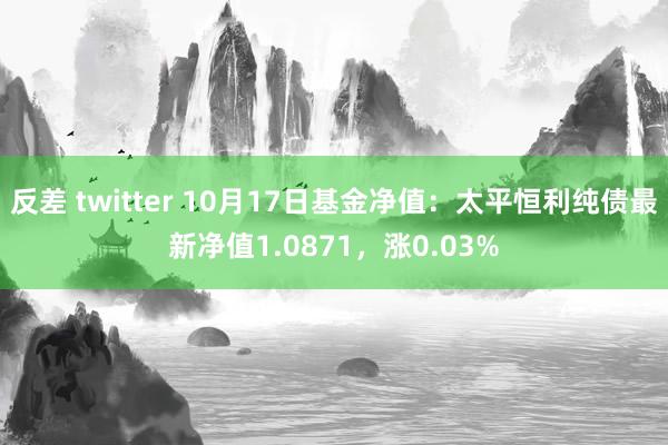 反差 twitter 10月17日基金净值：太平恒利纯债最新净值1.0871，涨0.03%