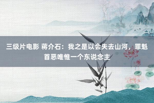 三级片电影 蒋介石：我之是以会失去山河，罪魁首恶唯惟一个东说念主