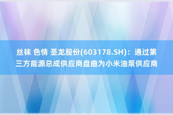 丝袜 色情 圣龙股份(603178.SH)：通过第三方能源总成供应商盘曲为小米油泵供应商