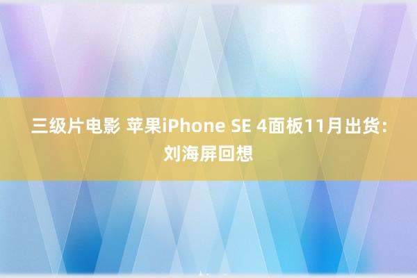 三级片电影 苹果iPhone SE 4面板11月出货：刘海屏回想