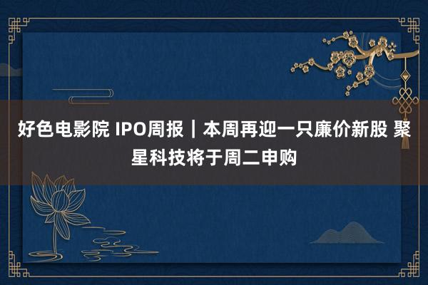 好色电影院 IPO周报｜本周再迎一只廉价新股 聚星科技将于周二申购