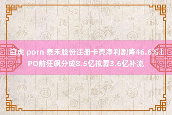 白虎 porn 泰禾股份注册卡壳净利剧降46.6% IPO前狂飙分成8.5亿拟募3.6亿补流