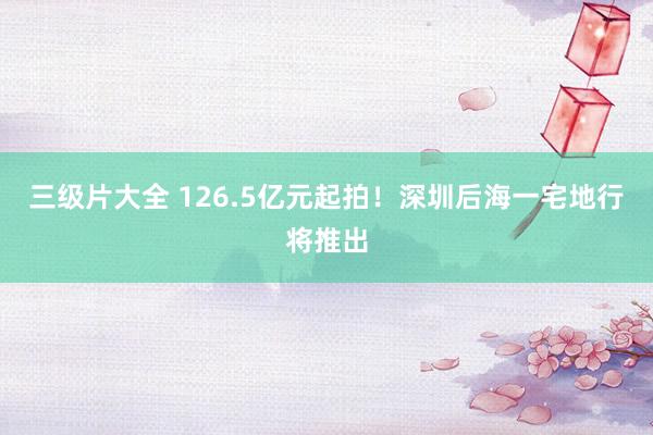 三级片大全 126.5亿元起拍！深圳后海一宅地行将推出