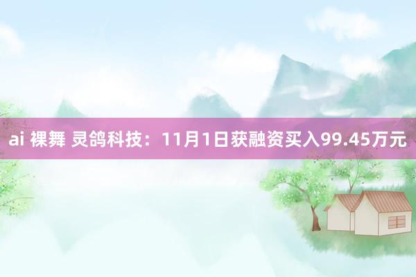 ai 裸舞 灵鸽科技：11月1日获融资买入99.45万元