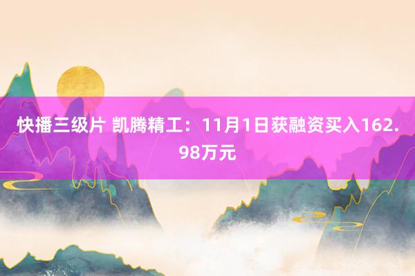 快播三级片 凯腾精工：11月1日获融资买入162.98万元