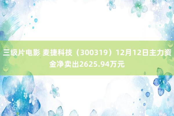 三级片电影 麦捷科技（300319）12月12日主力资金净卖出2625.94万元