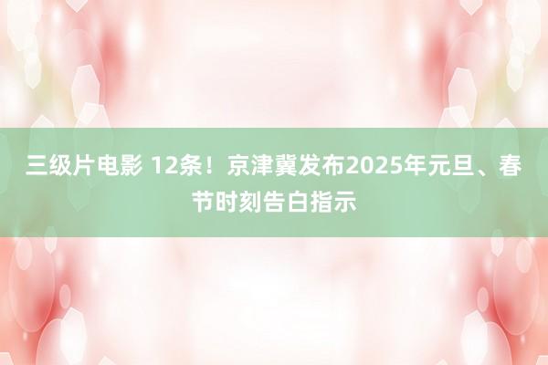 三级片电影 12条！京津冀发布2025年元旦、春节时刻告白指示