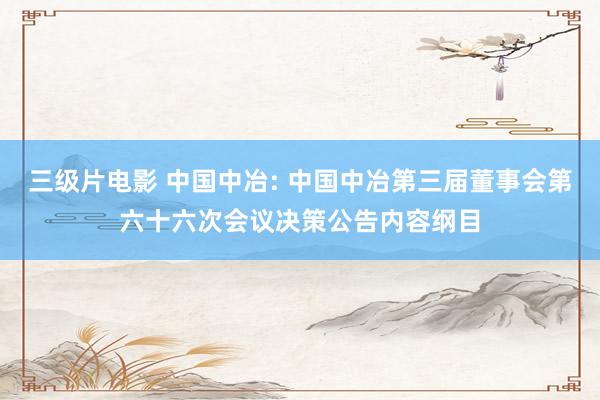 三级片电影 中国中冶: 中国中冶第三届董事会第六十六次会议决策公告内容纲目