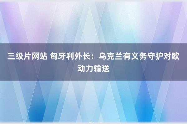 三级片网站 匈牙利外长：乌克兰有义务守护对欧动力输送