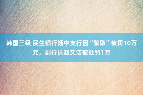 韩国三级 民生银行扬中支行因“骗取”被罚10万元，副行长赵文洁被处罚1万