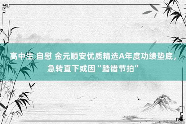 高中生 自慰 金元顺安优质精选A年度功绩垫底，急转直下或因“踏错节拍”