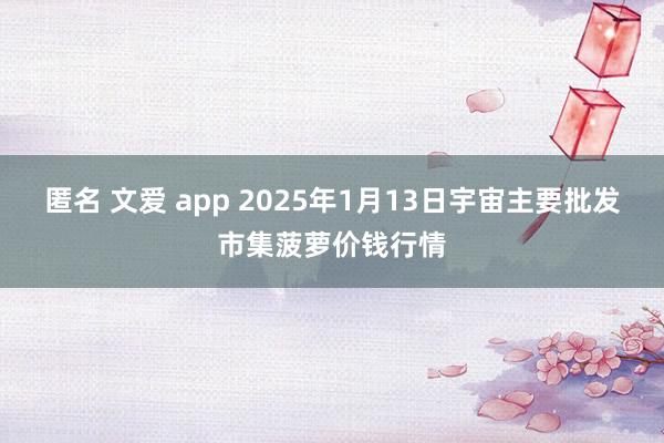 匿名 文爱 app 2025年1月13日宇宙主要批发市集菠萝价钱行情