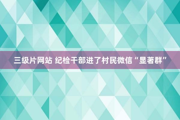 三级片网站 纪检干部进了村民微信“显著群”